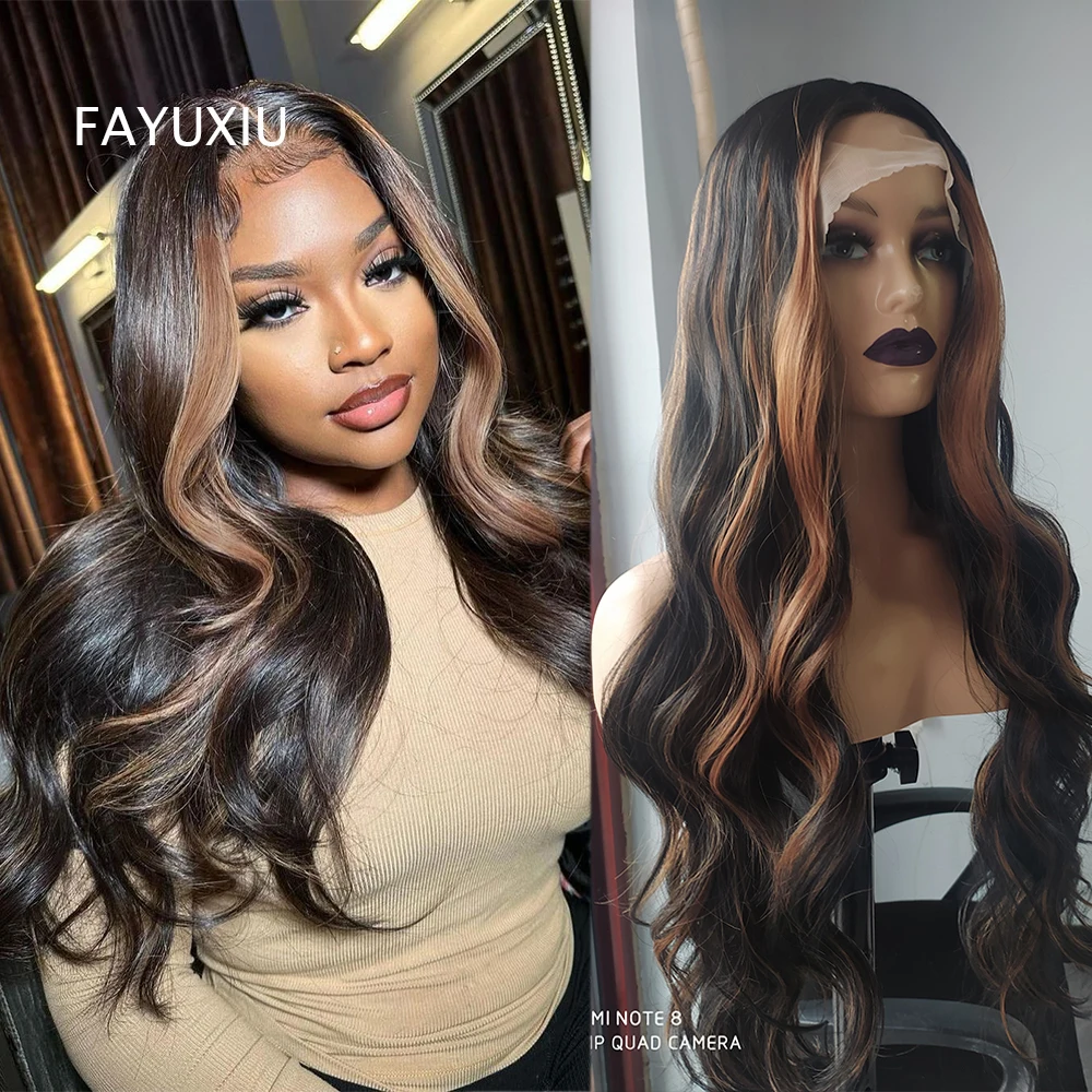 

Long Brown Lace Front Synthetic Natural Hair Wigs Blonde Highlight Lace Frontal Wig for Women Cosplay Wigs High Density Heat