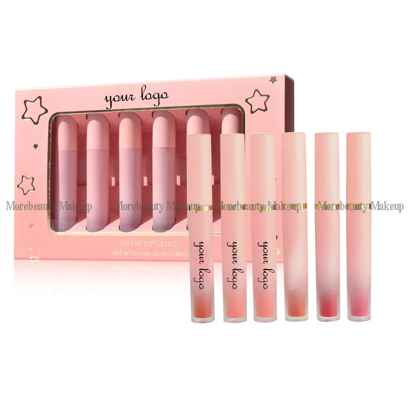 

6pcs/set Sexy Red Velvet Lipsticks Lip Gloss Matte Lipstick Waterproof Long Lasting Crystal Jelly Lip Gloss Reduce Lip Fine Line