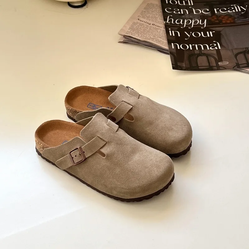Фото TUGGY [тапочки Boken из натуральной кожи] Новые тапочки Boken с мягкой подошвой для мужчин и женщин, верхняя одежда Boken Half Drag №4
