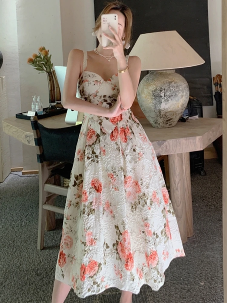 

Платье женское средней длины на тонких бретельках, Модная элегантная приталенвечерние вечерняя одежда для выпускного вечера, на лето