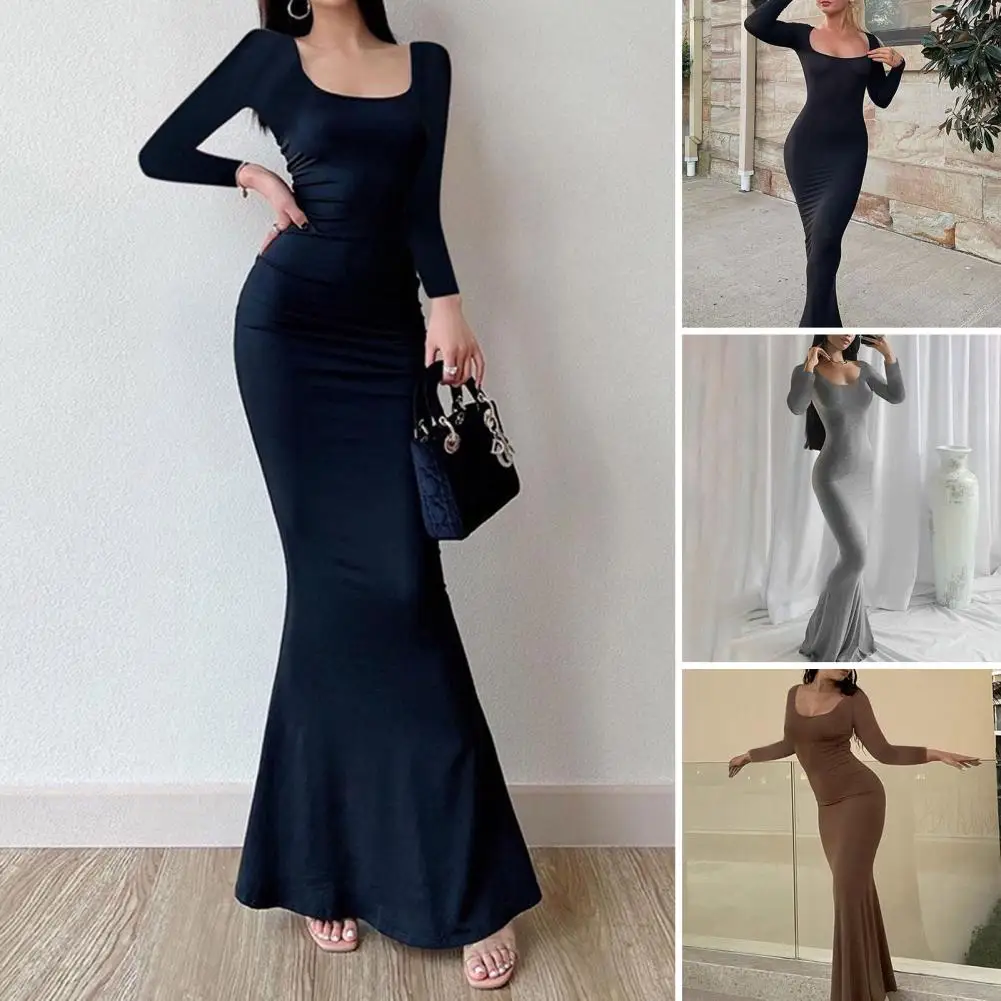 

Женское длинное платье в рубчик, однотонное Повседневное платье с рукавами-фонариками, завязками на спине и ремешками, на осень-зиму 2023