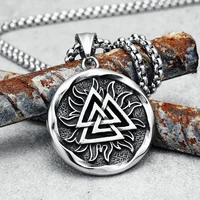 viking odin triangle men necklace 316l stainless steel nordic myth pendant chain retro rock for boyfriend male jewelry best gift