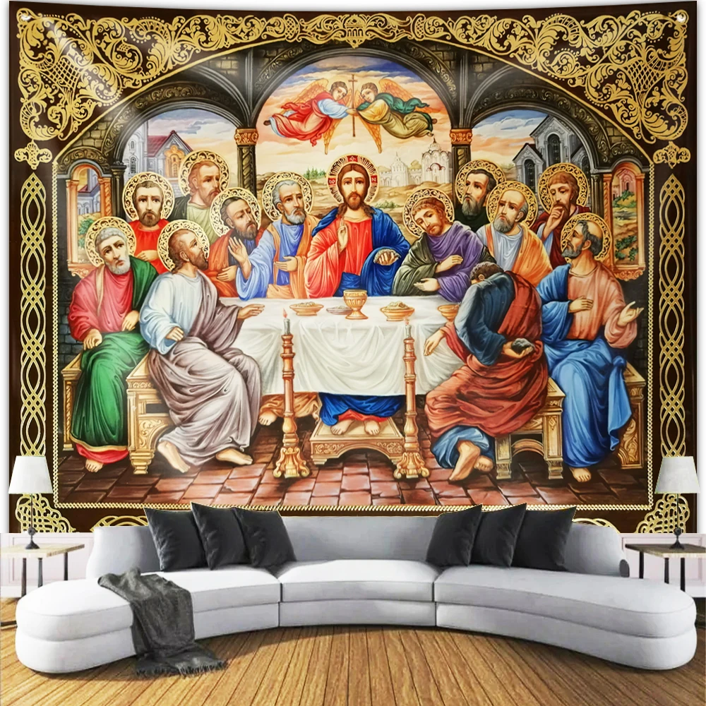 

Last Supper Tapestry Virgin Mary Wall Hanging Religious Artistic Polyester Fabric Cottage Dorm Wall Art For Home Decoration