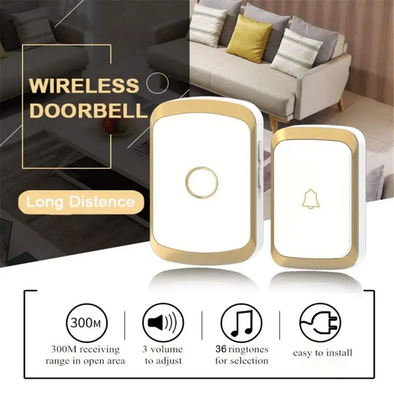 

Us Eu Uk Plug Door Calling Bell Home Waterproof Smart Home Home Appliance Wireless Intelligent Door Bell Cordless Chimes 433mhz