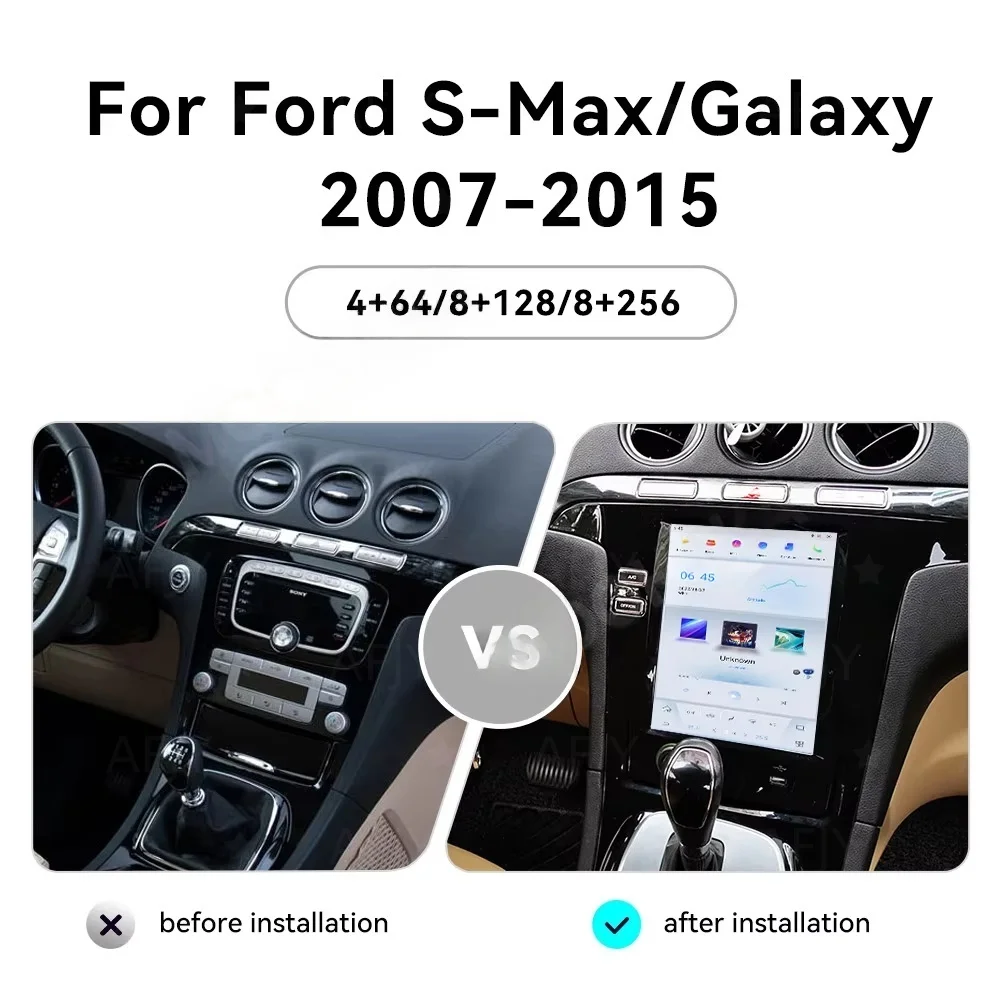 Фото Для Ford S-Max Galaxy 2007~2015: Автомобильная мультимедийная система Android с навигацией, радио, беспроводным CarPlay и Mirror Link (головное устройство) №3