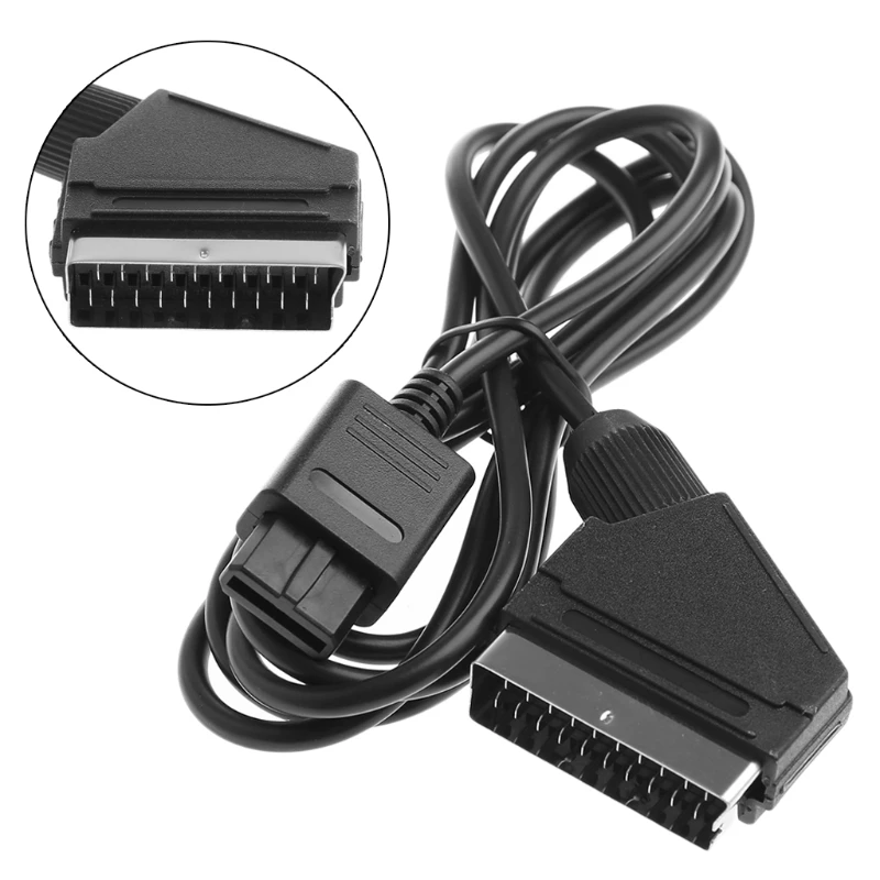 1.8m RGB  Video AV A/V TV Scart Plug Cable For 64 N64 SNES for NGC NTSC Gamecube Game Console Wire Accessories