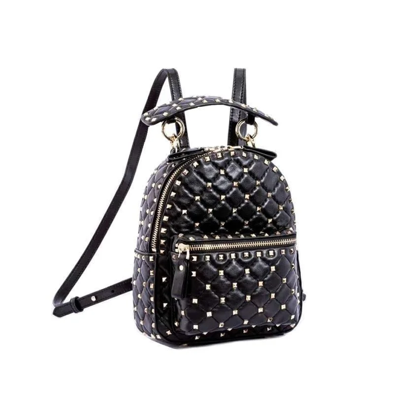 

2020 модный роскошный женский кожаный мини-рюкзак с заклепками, дорожные школьные сумки для девочек-подростков, кожаный рюкзак