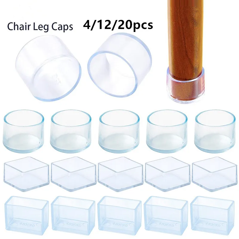 

4/12/20PCS Chair Table Legs Pads Silicone Furniture Feet Cover Floor Protector Sofa Leg Non-Slip Protective Mat Home Accessories