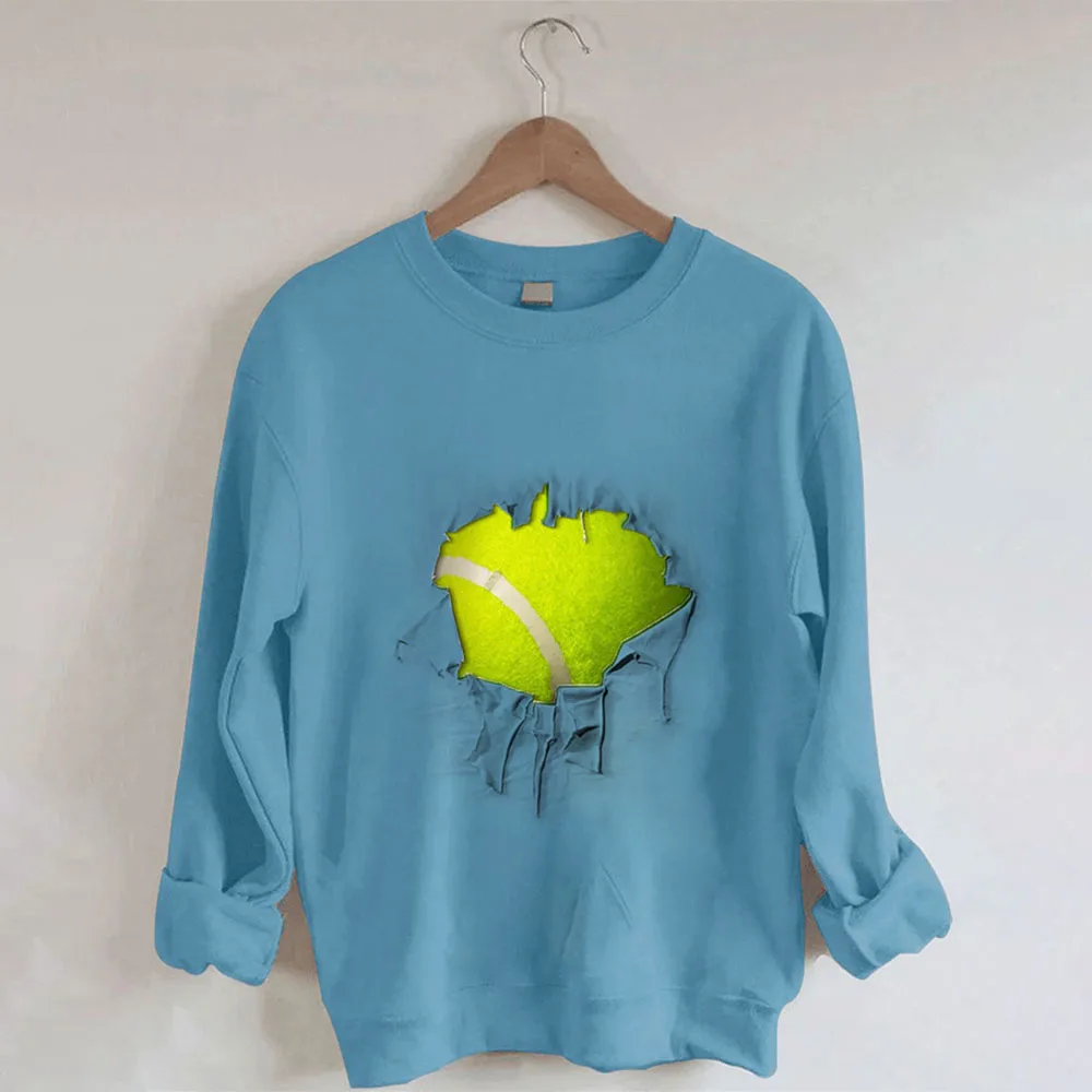 

Tennis Fun Print Crew Neck Sweatshirt