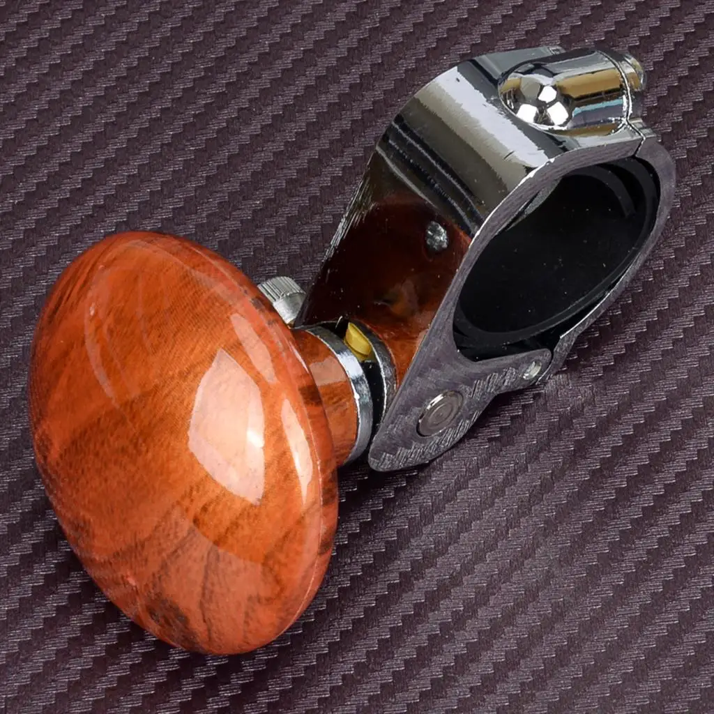 

Universal Car Truck Steering Wheel Aid Handle Power Assister Spinner Knob Ball Wood Grain High Quality New