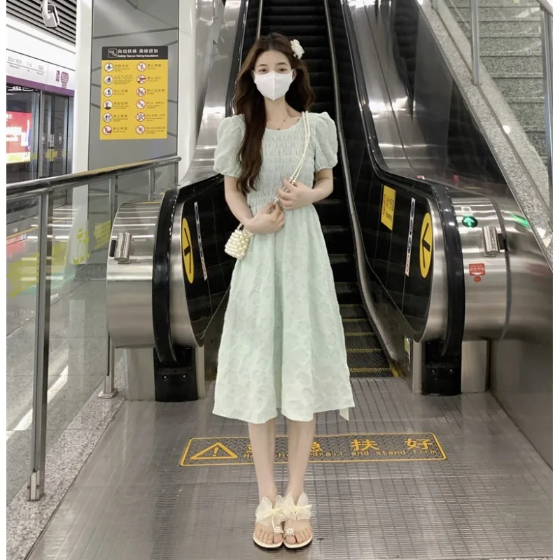

French gentle dress women's dress summer 2022 new long skirt waist temperament slim high-grade skirt