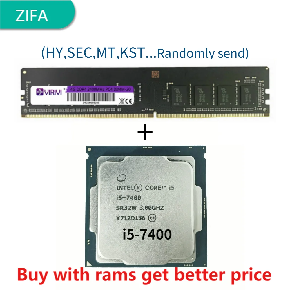 

DDR4 4G 2400Mhz with i5 7400 3GHz 6M 4 Core 4 Thread 65w LGA1151 Processor desktop ddr3 ram memory i5-7400