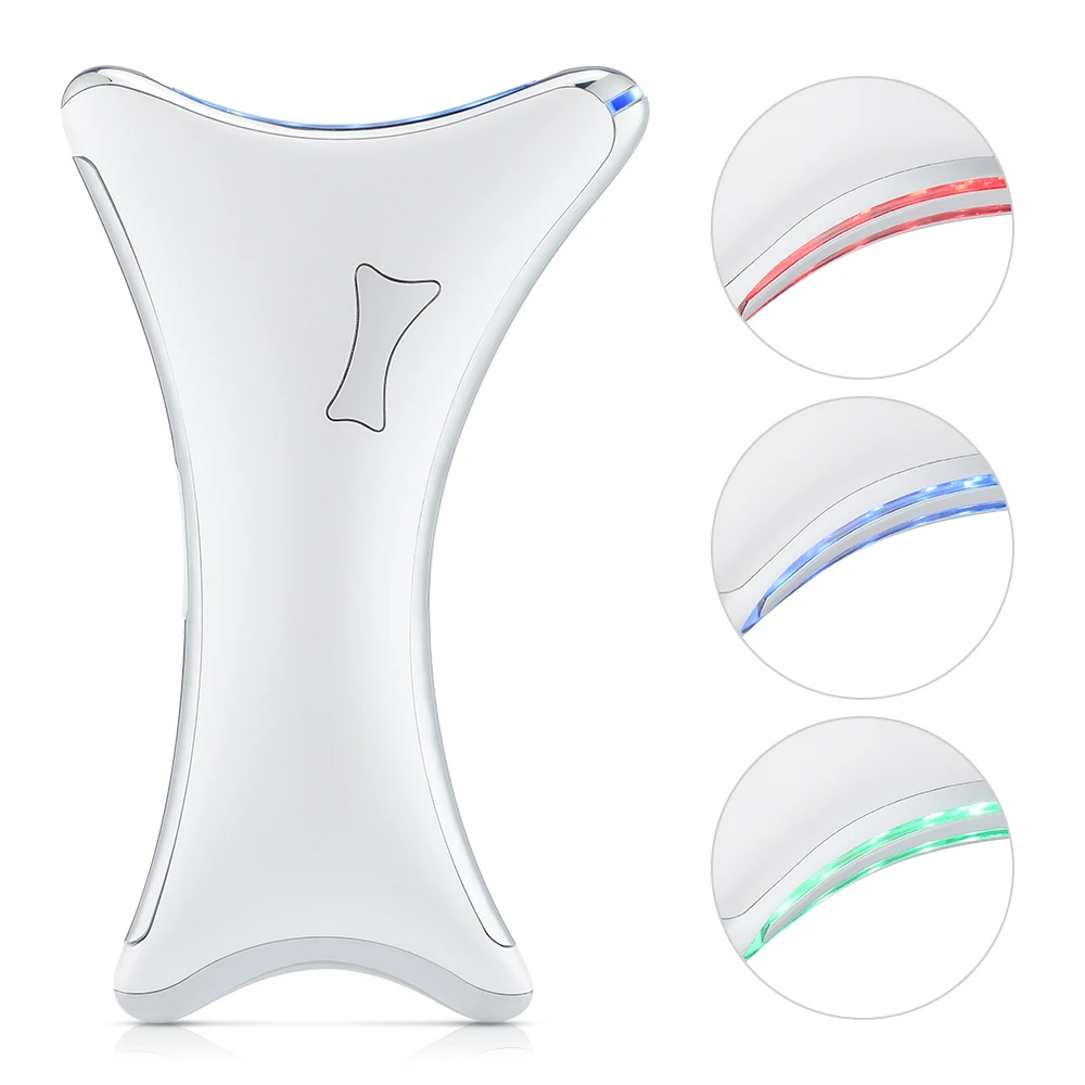 

3 color LED Electric Beauty Instrument Facial Massage Device Skin Care Vibration Heating Body Scraping Skin Rejuvenation Import