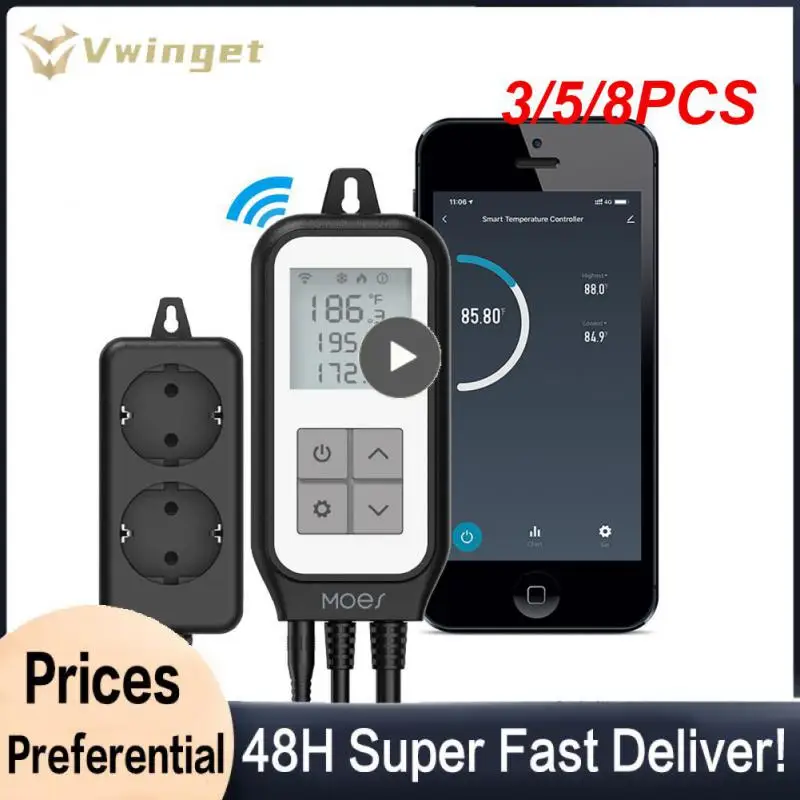 

3/5/8PCS Timer Mini Relay Eu Socket Thermostat Tuy Dual Heat Cooling Controller For Smart Life Work Thermometer Digital Display