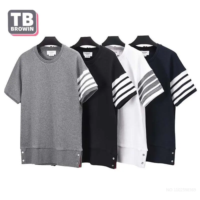 

Высококачественная футболка TB BROWIN для мужчин и женщин, хлопковая модная короткая футболка с коротким рукавом, парные модели с принтом