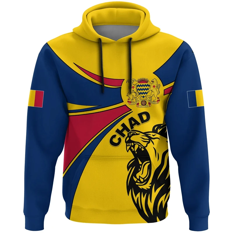 Толстовка мужская с принтом флага Чада и карты модный худи национальным гербом