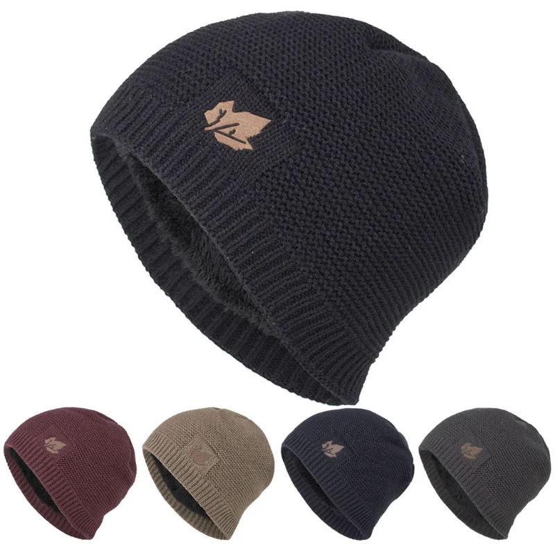 

New Unisex Fleece Lined Beanie Hat Knit Wool Warm Winter Hat Thick Soft Stretch Hat For Men And Women Fashion Hats & Caps