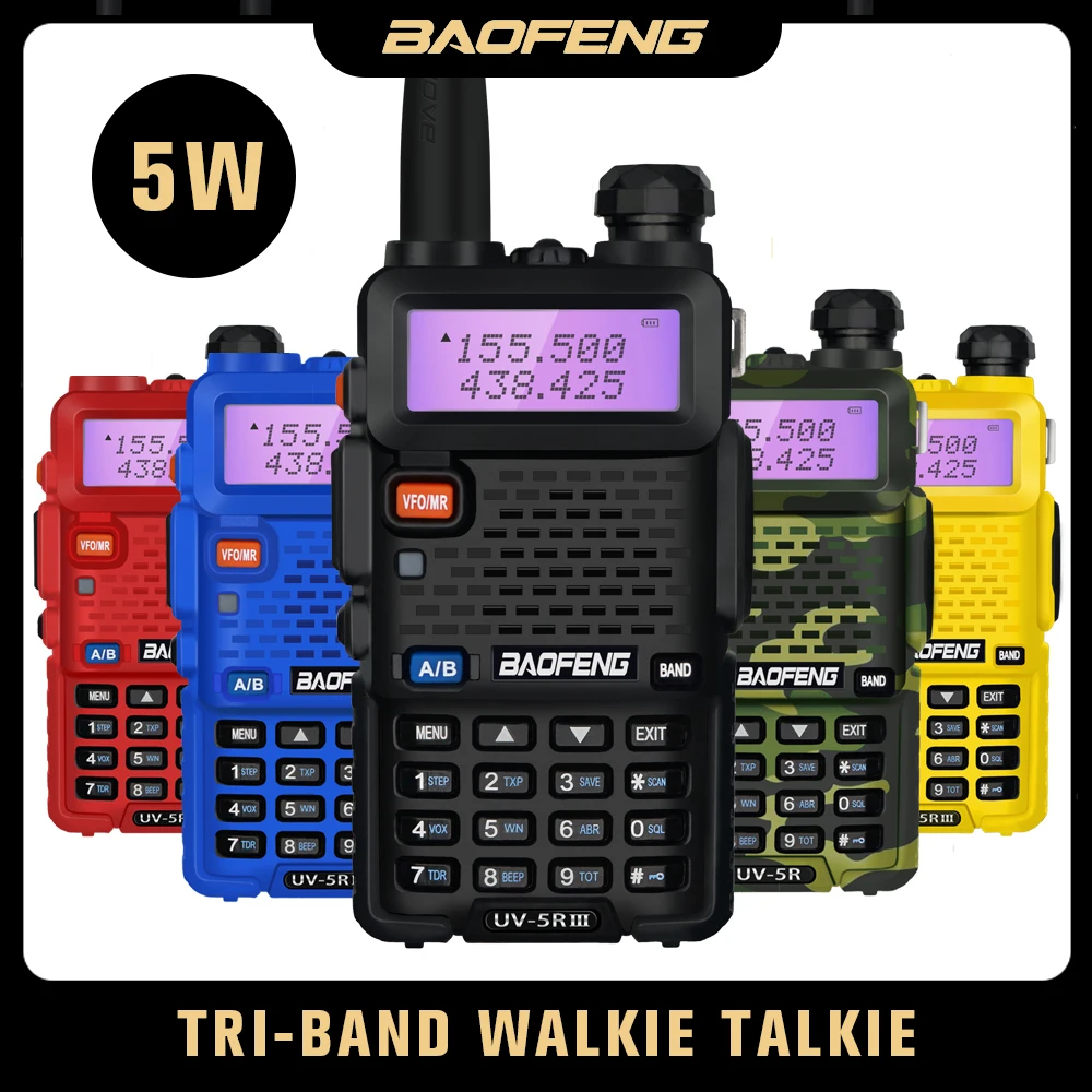 

Baofeng Tri-Band UV-5R III Walkie Talkie VHF UHF 220-260MHz Ham Transceiver Portable 5W Two way Radio UV5R UV 5R Update Intercom