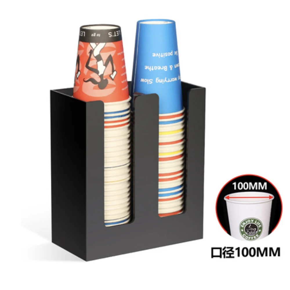 

Acrylic Coffee Cup Dispenser, Milk Disposable Plastic Paper Cups Lid Holder Organizer Party Buffet Cafe Store Stand Rack Storage