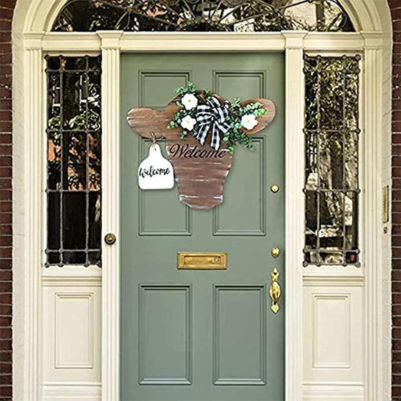 

Коровья голова, знак приветствия, акриловая голова животного, дверная вешалка, приветственный висячий знак для входной двери, крыльцо, Настенный декор