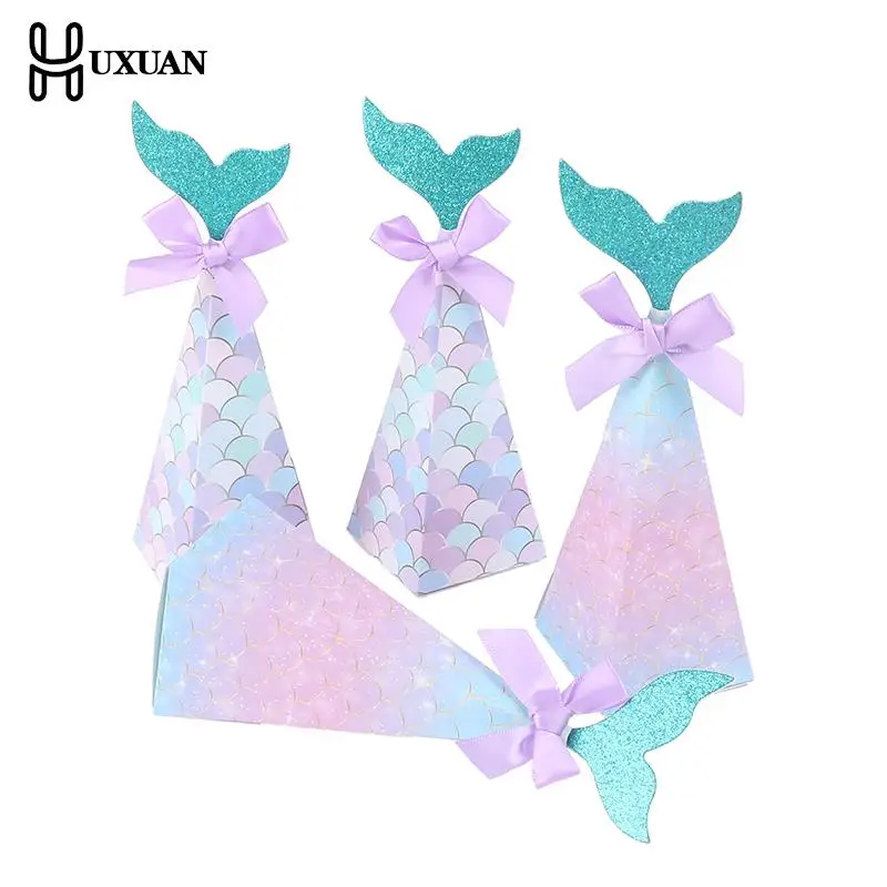 Kids Little Mermaid Birthday Party Decoration Snack Cookies Packing Gift Box Baby Shower Supplies