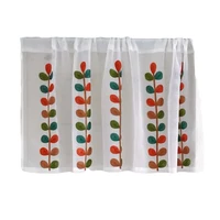 2022short kitchen cloth curtain small window half cafe curtain translucent leaves