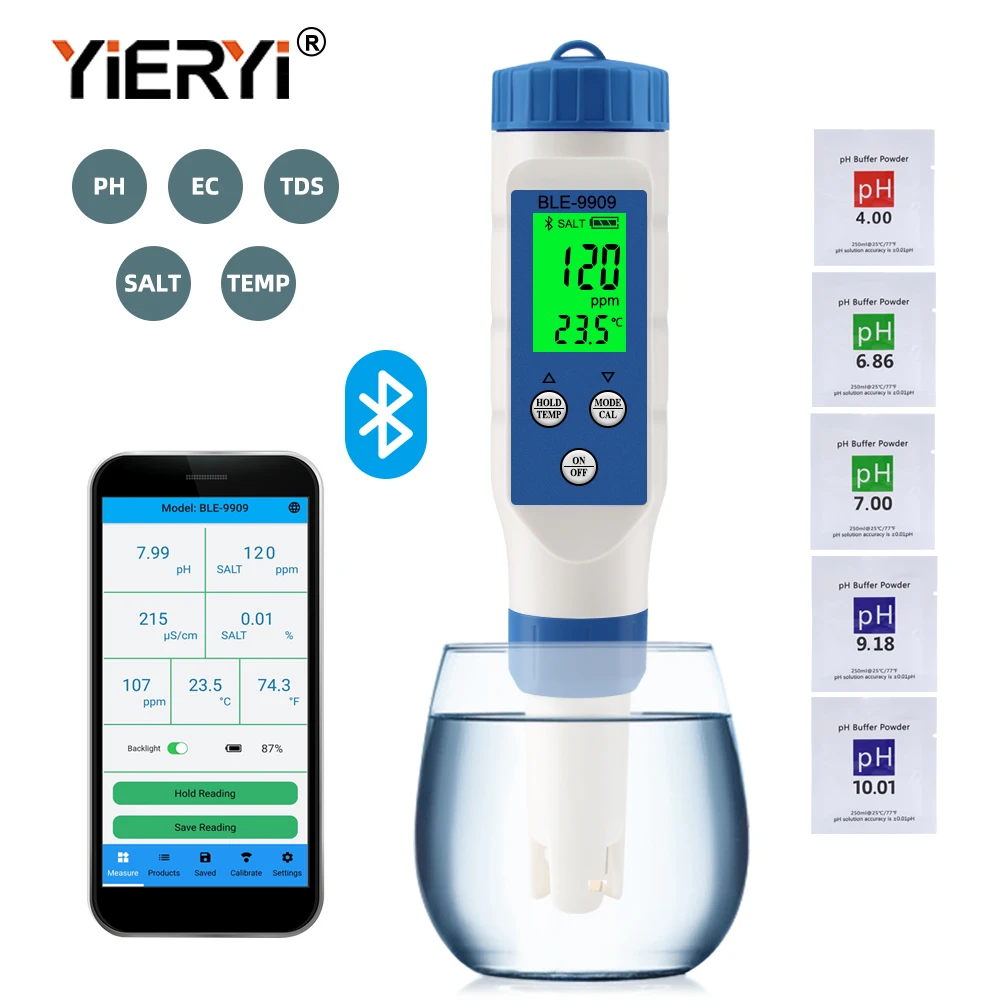 

yieryi Bluetooth PH-метр 7-в-1 для аквариумов