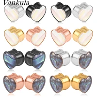 vankula 10pcs fashion unisex heart ear plugs tunnel earring gauges ear expanders stretcher plug ear body piercings jewelry