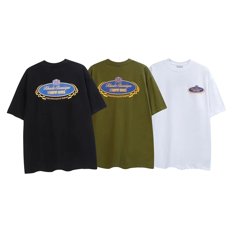 

2023 RHUDE Short-Sleeved Cotton Letter-Printed High-Street Round-Neck T-Shirt For Men And Women