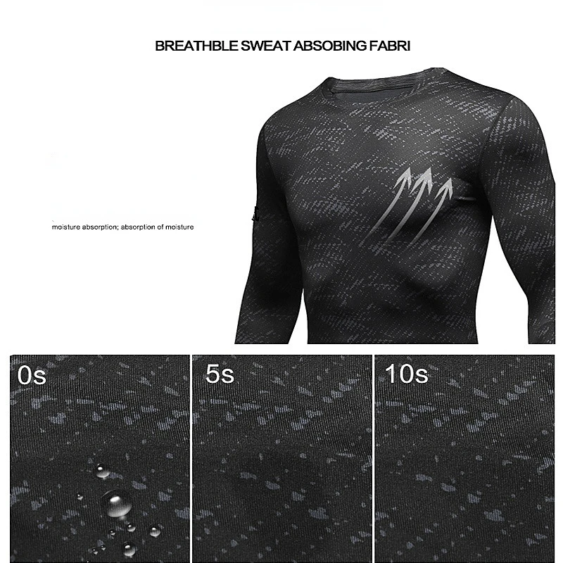 LU Gym Shirts Men Long Sleeve Workout Quick Drying Running Sports Tops Fitness Training Jogging Compression Shirt Sportwear