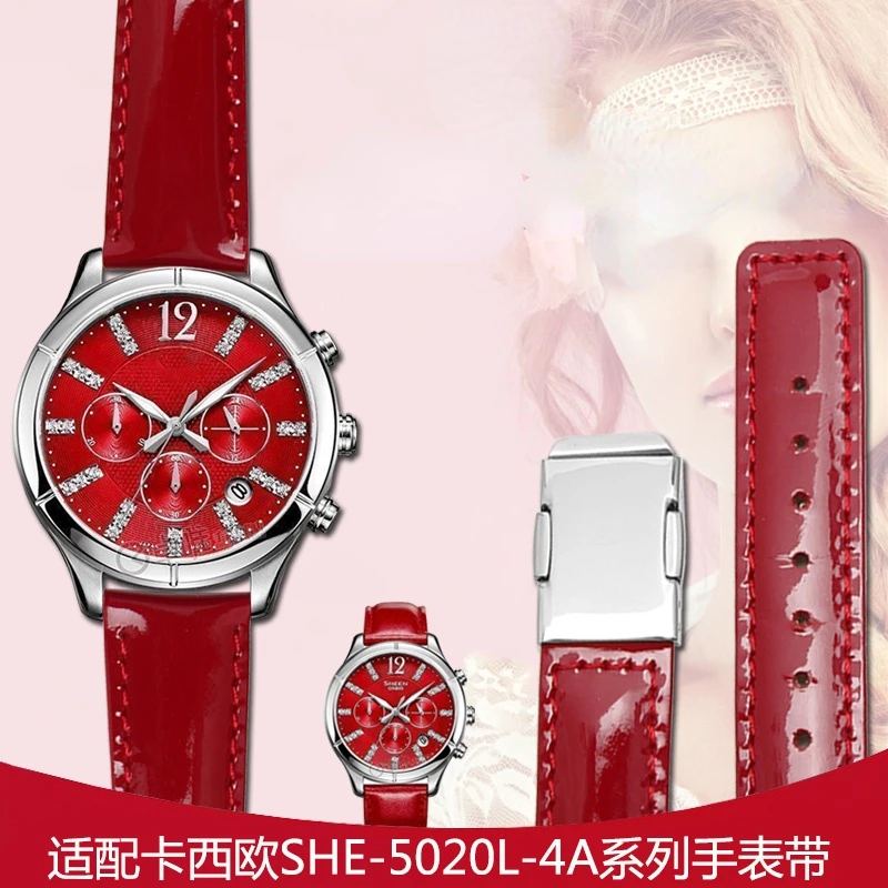 

Suitable for Casio Casio Watch Women's SHE-5020L SHN-5010L Series Genuine Leather Watch Strap Accessories 18