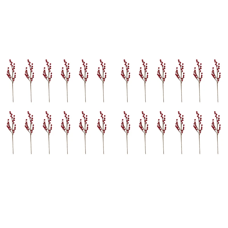 

24 Pack Christmas Decorations Artificial Red Berries Stems Waterproof Artificial Berries Branches