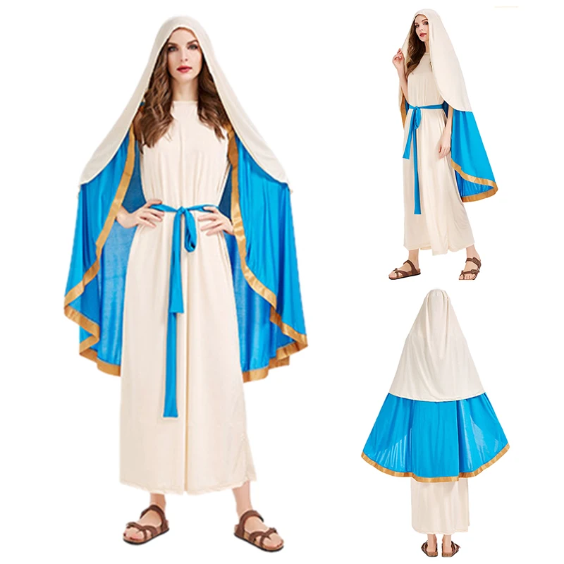 

Женское вечернее платье бежевого цвета с изображением девы Марии и Иисуса