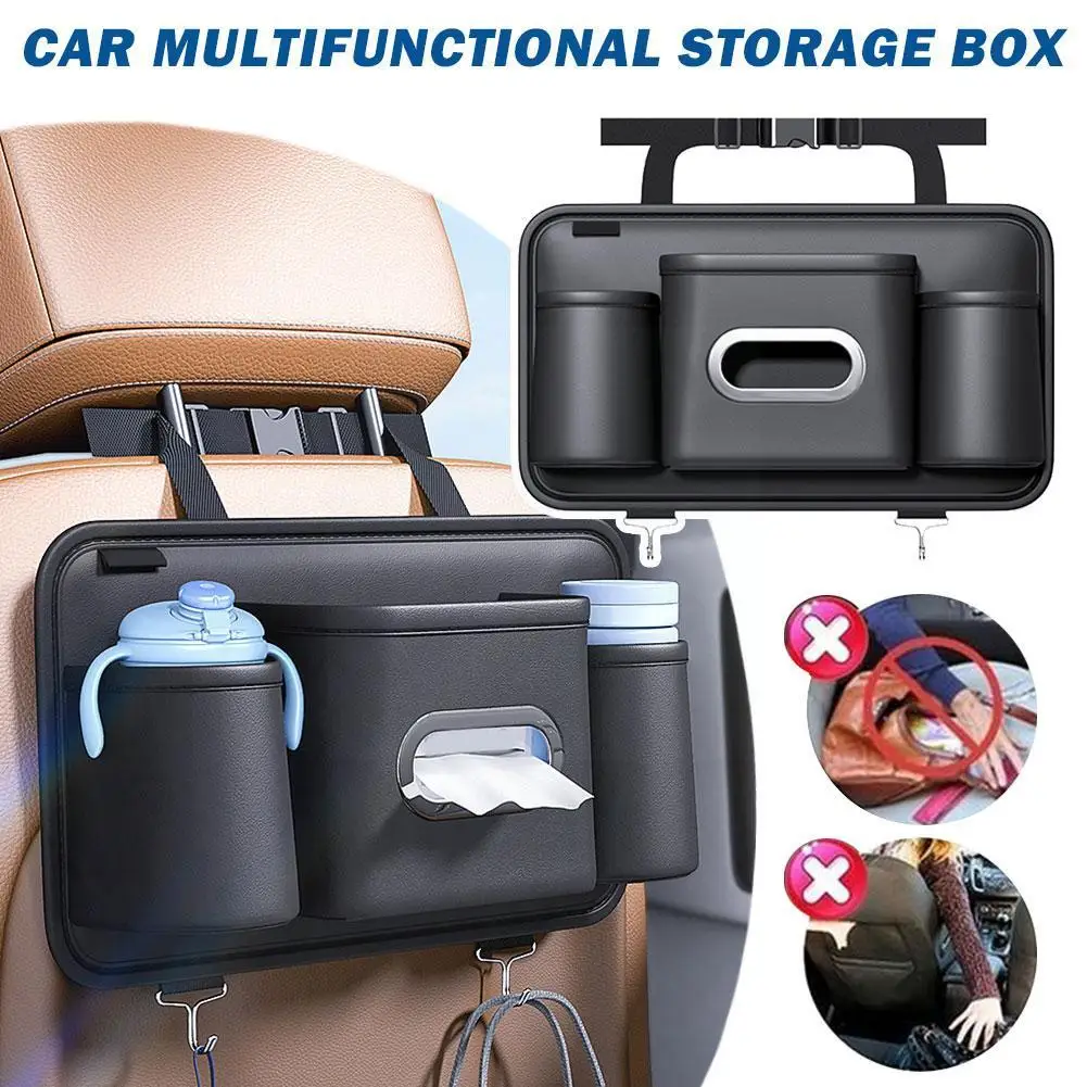 

Портативная автомобильная сумка для хранения, многофункциональная коробка на заднее сиденье автомобиля под кожу, аксессуары для хранения, коробка для салфеток, мягкое сиденье, украшение B1G2