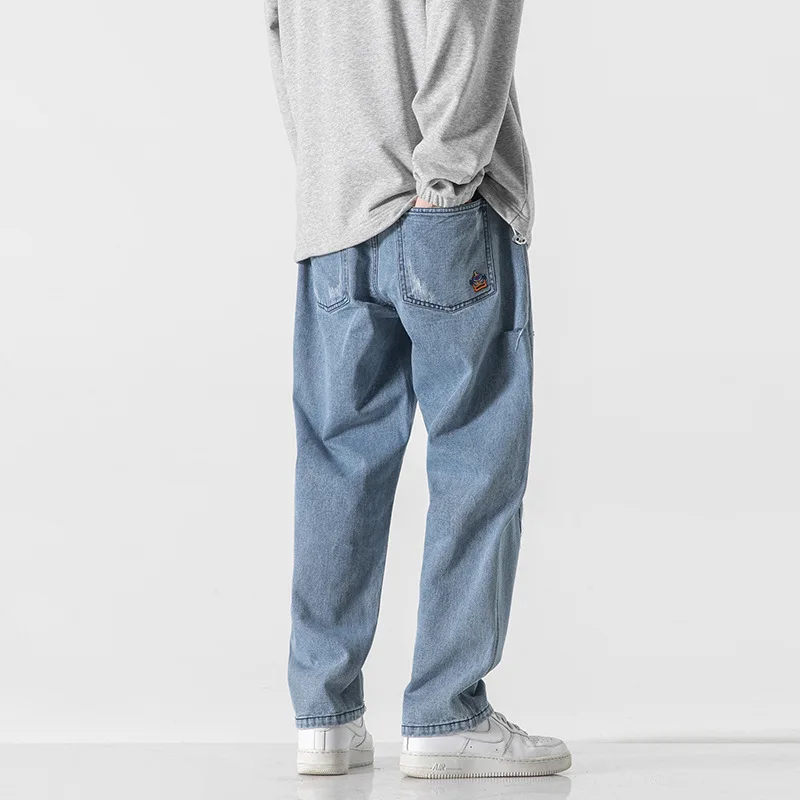 

Pierced Jeans Spring and Autumn 2021 New Embroidered Standard Middle Waist Loose and Thin Straight Tube Wide Leg Pants Wholesale