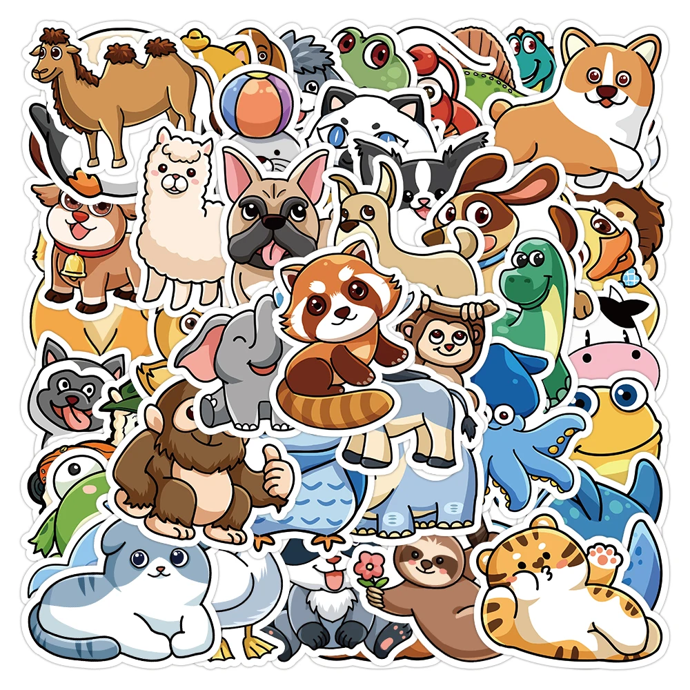 

10/30/50pcs Cute Animal Anime Stickers Cartoon Dog Cat Sticker Decal Scrapbooking Suitcase Stationery Decorative Kid Toys Gift