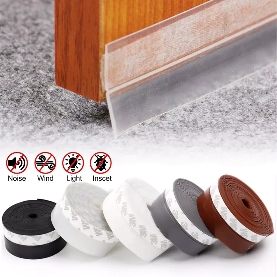 

Silicone Door Seal Strip Weather Stripping for Doors and Windows Adhesive Sealing Strip Noise Wind Insect Stopper Draft