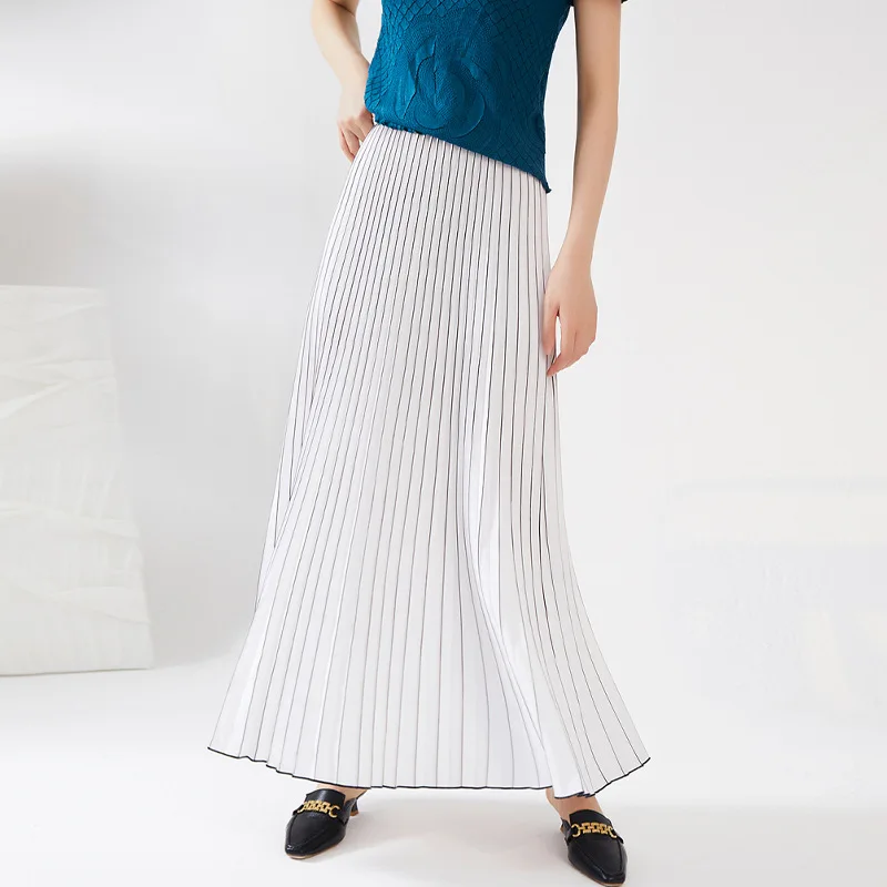 

Miyake pleated skirt women's summer new high waist drape long loose vertical striped a-line skirt pleated skirt