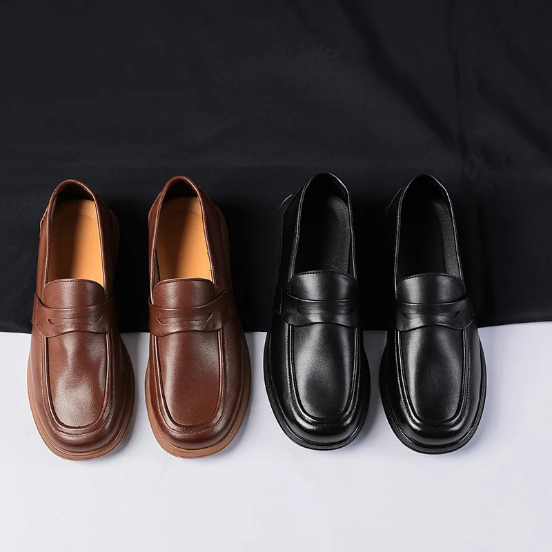 

Man Classic Retro Fullstrap Loafers For Men Genuine Leather Casual Business Shoes Comfortable Outdoor Moccasins Driving Flats