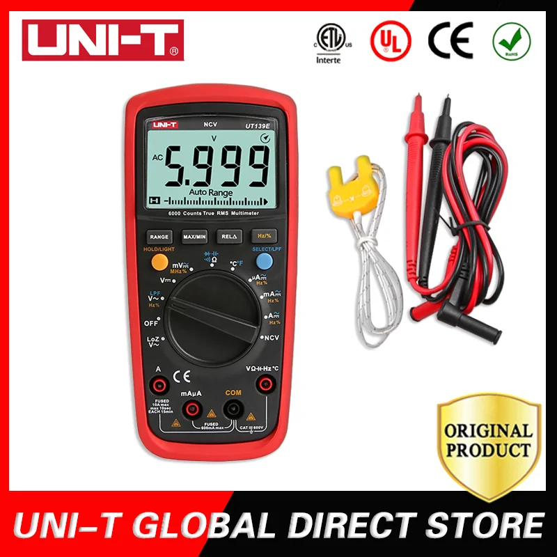 

UNI-T True RMS Digital Multimeter Temperature Probe LPF pass filter UT139E (low impedance input) function/Temperature test EB