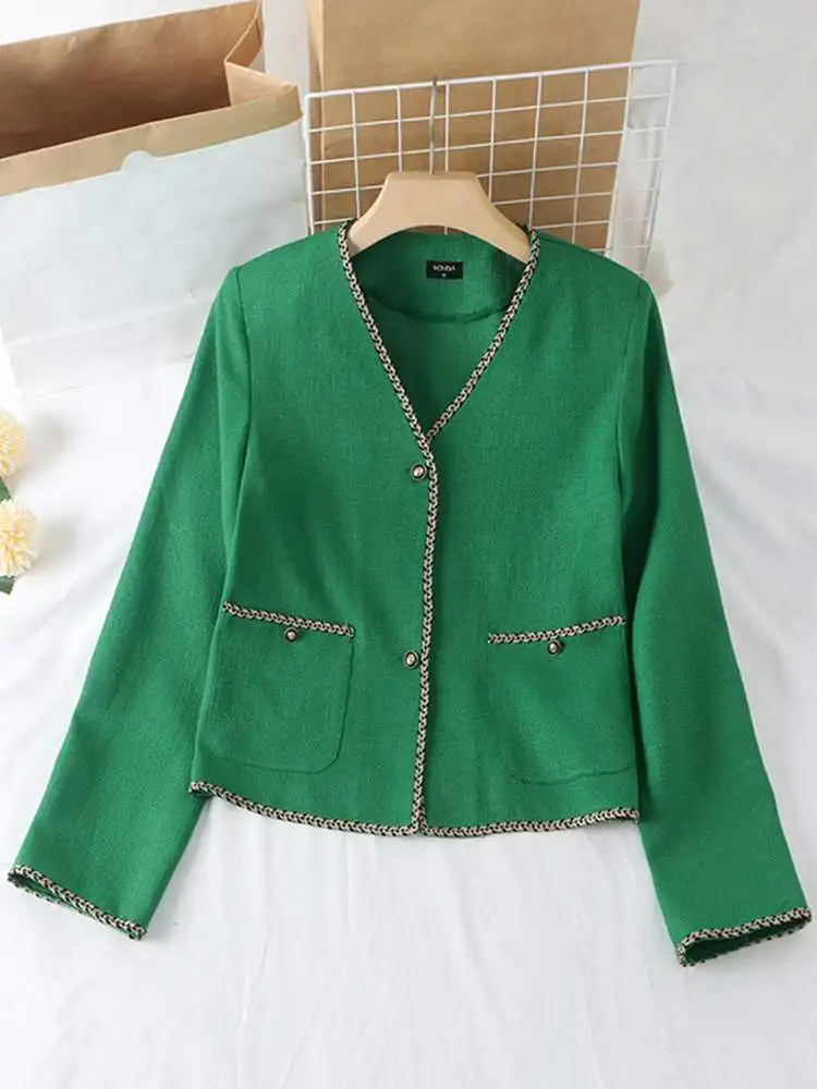 VONDA Fashion Blazer Women Fashion Casual Long Sleeve Blazer 2023 Elegant Coat Lady V Neck Outerwear Overcoat Oversized