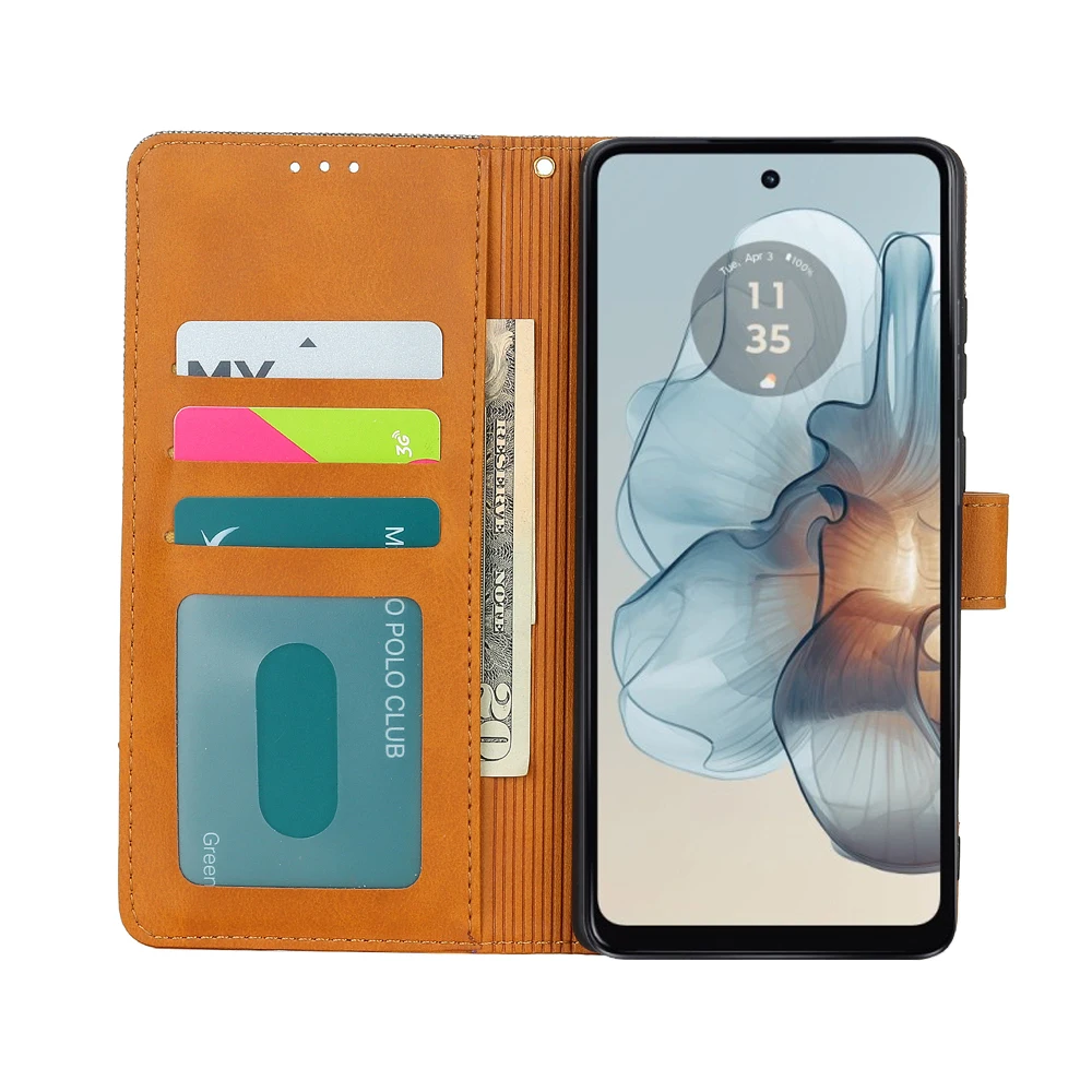 Чехол-бумажник с откидной подставкой для Motorola Moto G24 Funda Coque PU кожаные флип-Чехлы Capa