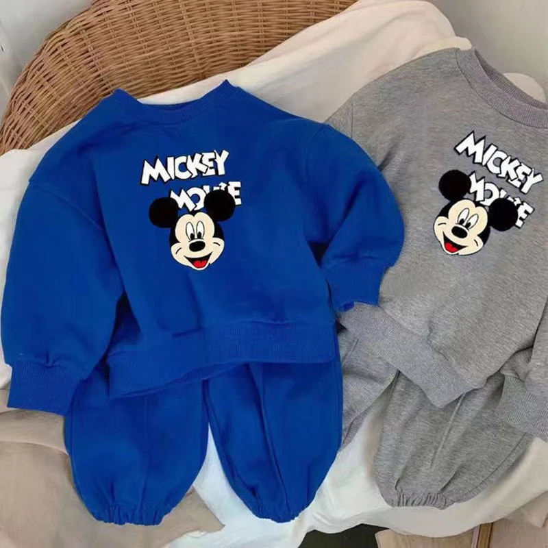 

Cartoon Clothes for Girls Boys Mickey Mouse T-shirt with Sports Pant 2Pcs Set Spring Autumn Children Disney Print Outfits 1-7Y