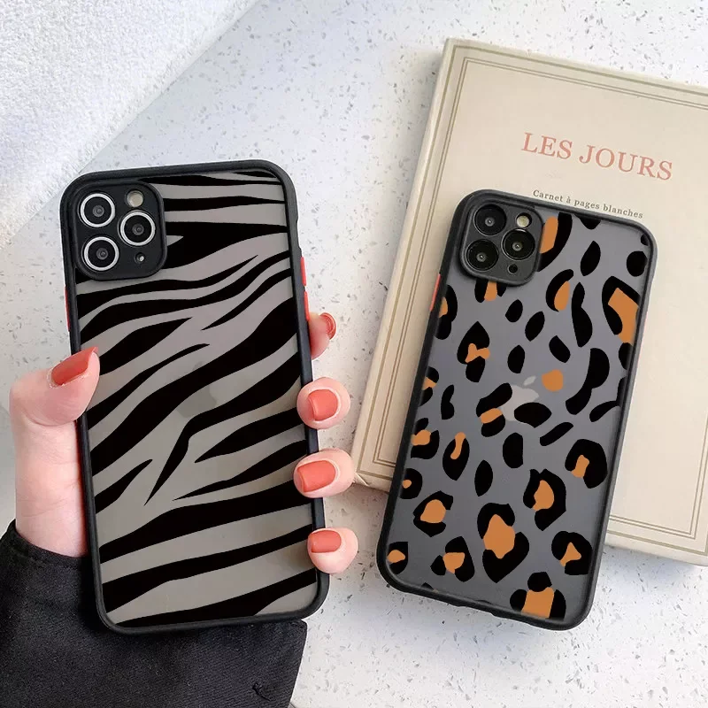 

Factory Direct Selling Leopard Pattern Case For iPhone 12 11 Pro Max XS Max XR X 13 12 Mini 7 8 Plus SE2020 Matte Bumper Shockpr