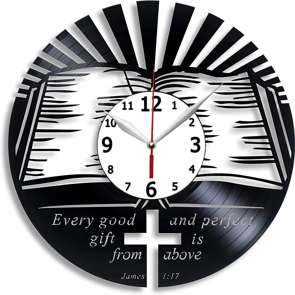 

Виниловая пластина ручной работы 12 'христианская религия часы, подарок для христианства искусства