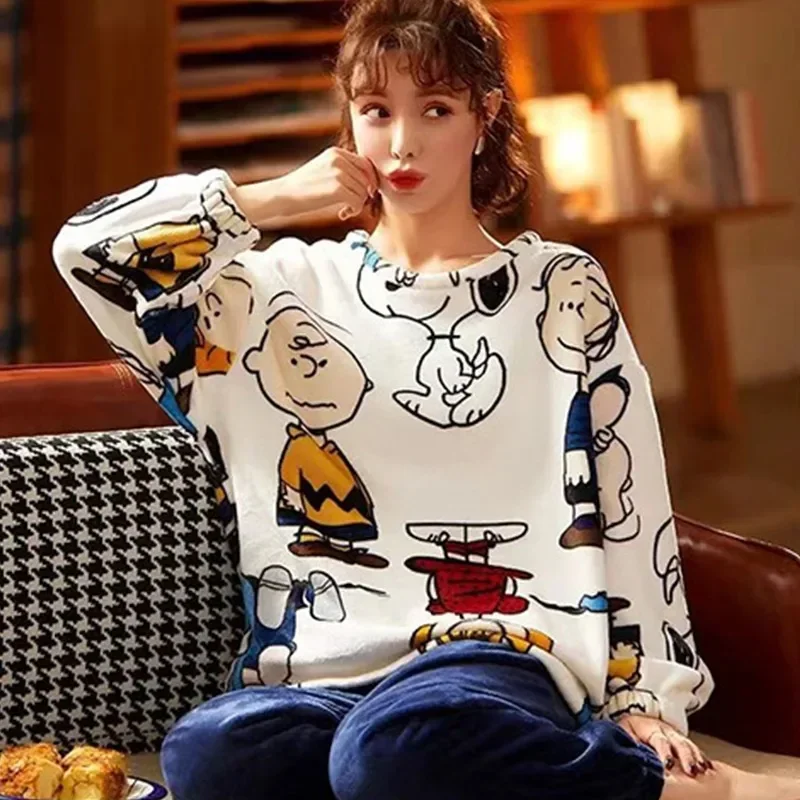 Женский пижамный комплект Snoopy фланелевый утепленный осенне-зимний Кардиган