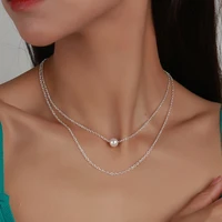 fashion pearl choker necklace for women bright silver color chain smalll necklace pendant bohemian chocker necklace jewelry