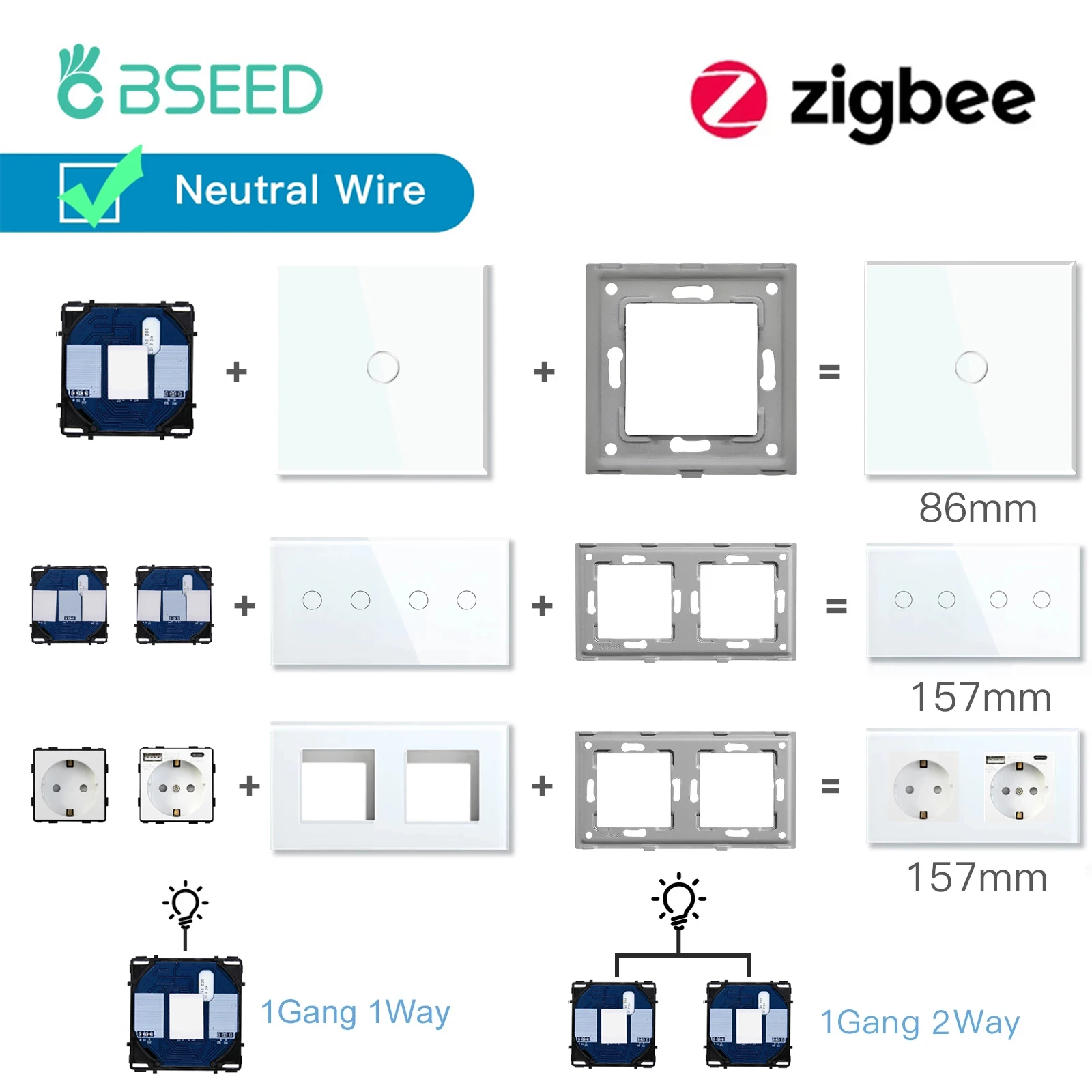 Умный сенсорный выключатель BSEED Zigbee
