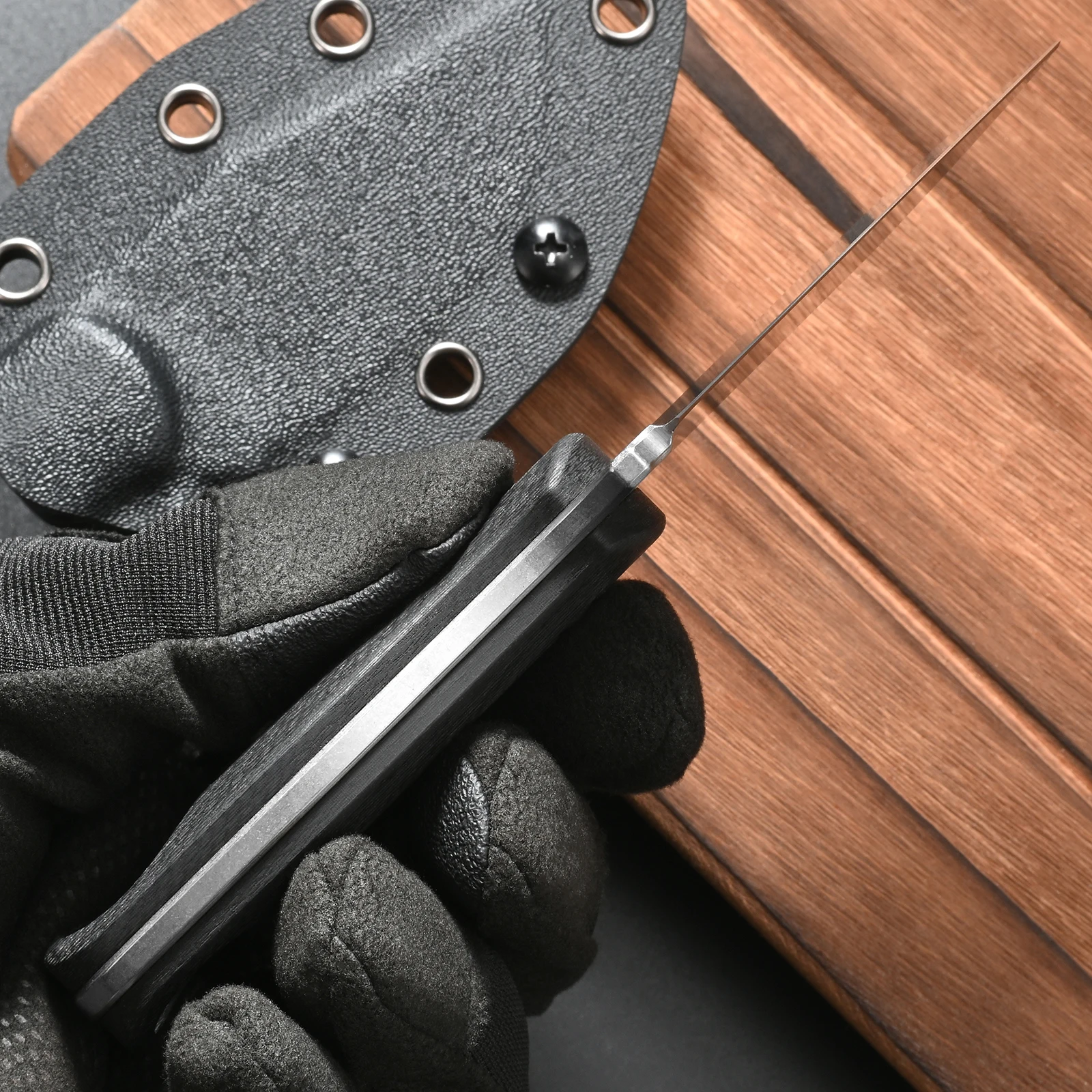 Нож с фиксированным клинком FF124 из стали VG10 Stonewashed с рукоятью из карбонового волокна и ножнами для активного отдыха, кемпинга, охоты и работы (art.: 3920daeafd4e9) - 3920daeafd4e9