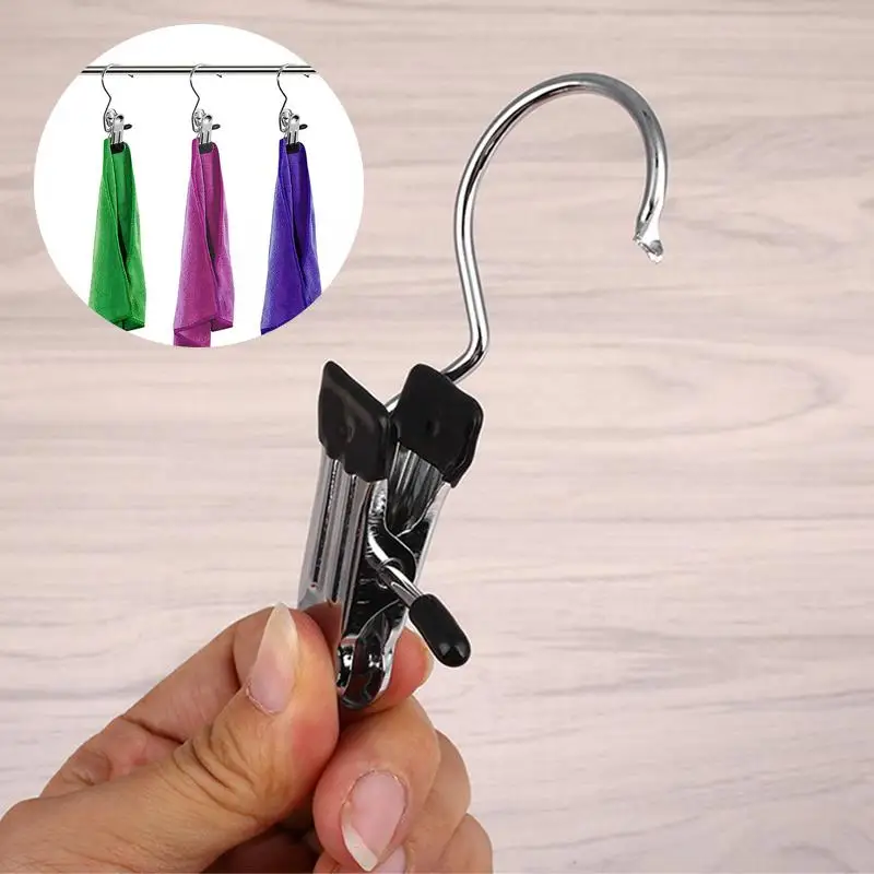 

5pcs/set Clothes Hanger Hooks Laundry Stainelss Steel Holder Rack Clothes Mini Shoes Rails Boot Bag Clothes Clip Pin JK0911 S6F5